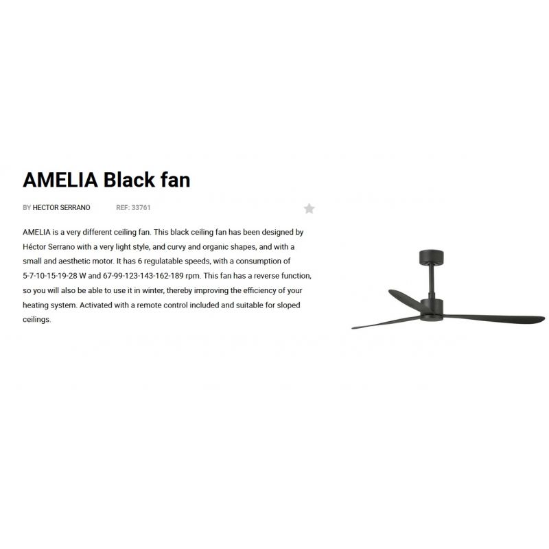 Ventilator de tavan cu telecomanda AMELIA negru