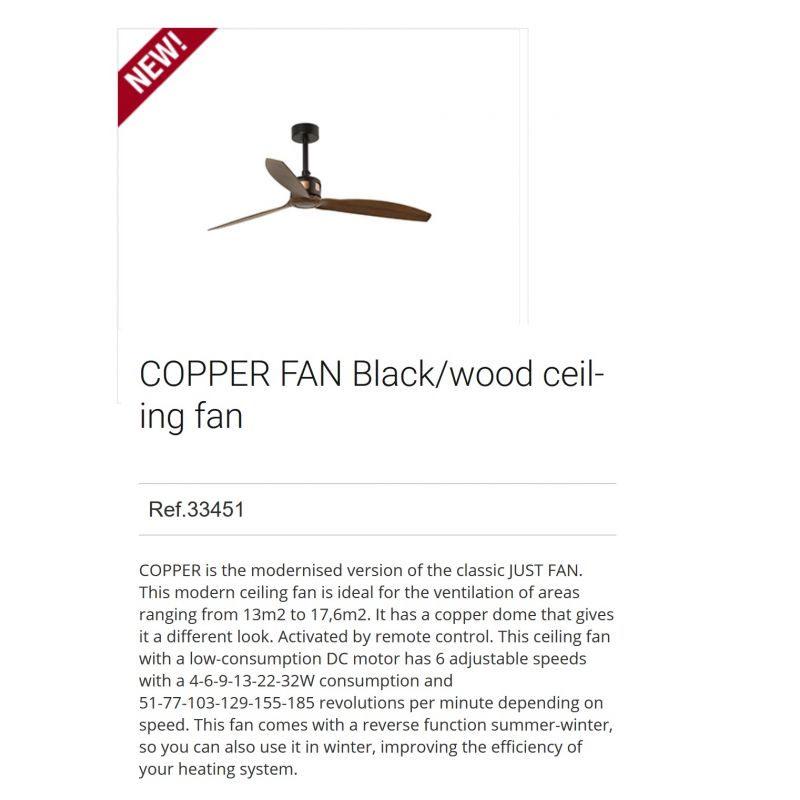 Ventilator de tavan cu telecomanda design modern COPPER