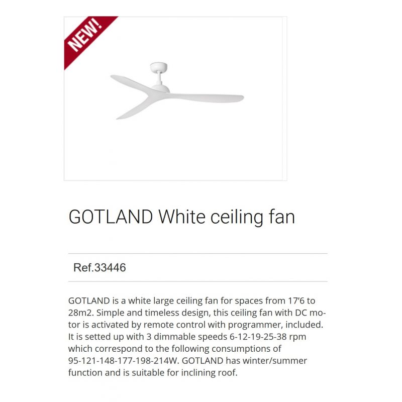 Ventilator de tavan cu telecomanda design modern GOTLAND alb