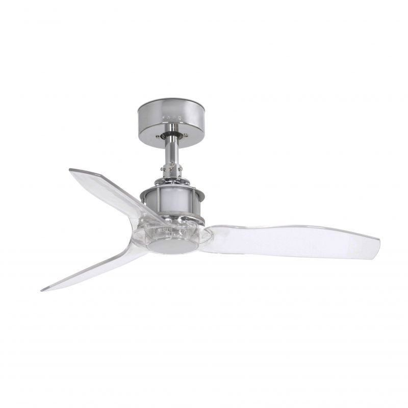 Ventilator de tavan cu telecomanda design modern JUST FAN crom/transparent