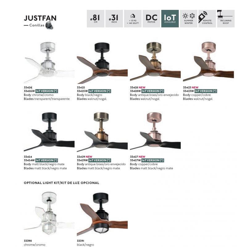 Ventilator de tavan cu telecomanda design modern JUST FAN cupru / lemn nuc