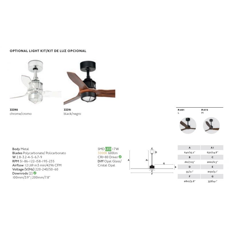 Ventilator de tavan cu telecomanda design modern JUST FAN negru/lemn nuc