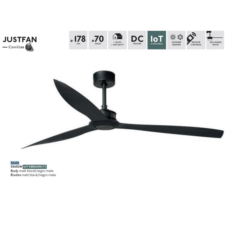 Ventilator de tavan cu telecomanda design modern JUSTFAN negru