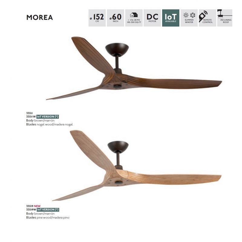 Ventilator de tavan cu telecomanda design modern MOREA maro/ lemn nuc