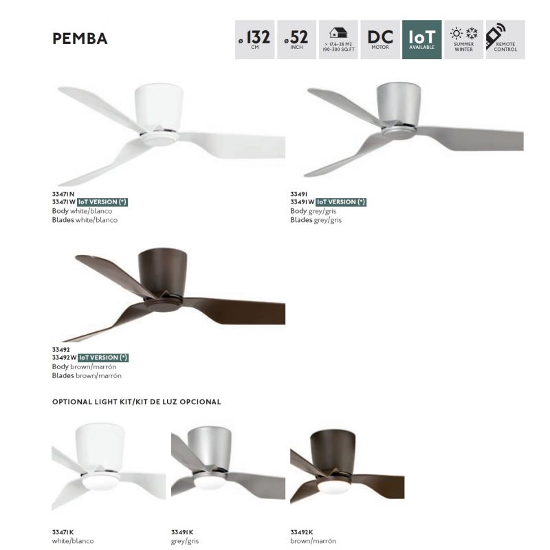 Ventilator de tavan cu telecomanda design modern PEMBA alb