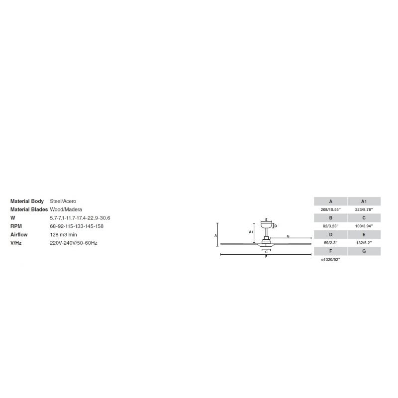 Ventilator de tavan cu telecomanda HEYWOOD M alb/artar