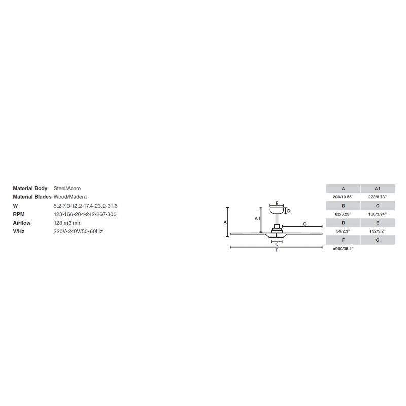 Ventilator de tavan cu telecomanda HEYWOOD S alb/lemn artar