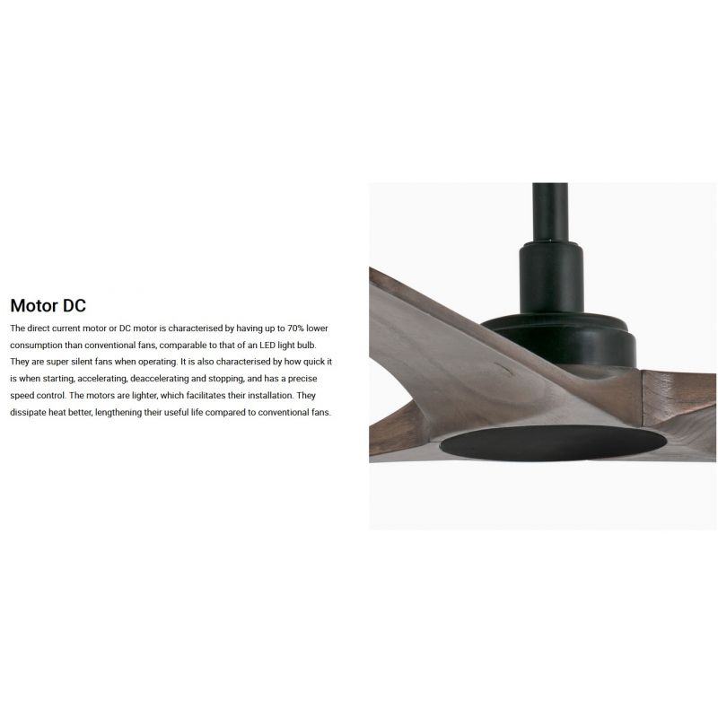 Ventilator de tavan cu telecomanda HEYWOOD S negru/stejar inchis