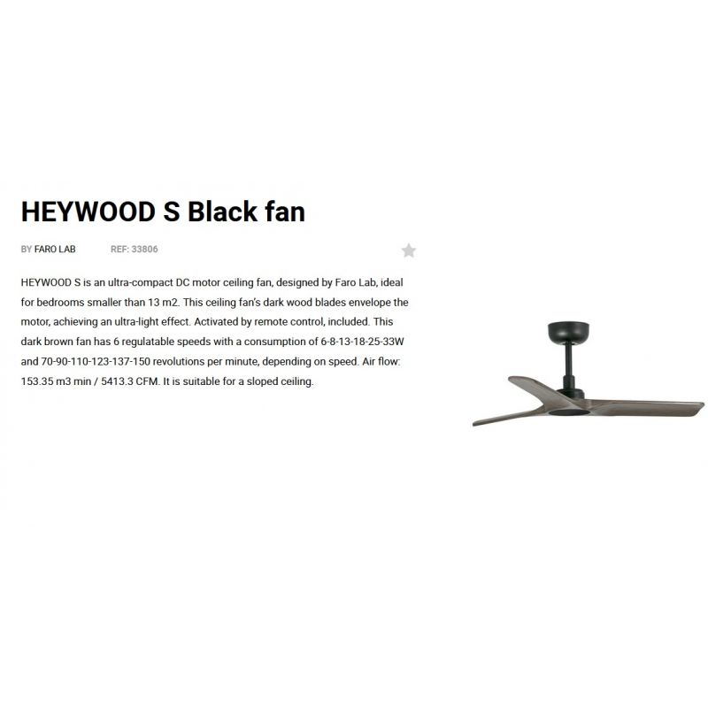 Ventilator de tavan cu telecomanda HEYWOOD S negru/stejar inchis