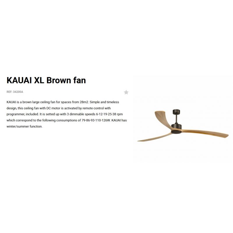 Ventilator de tavan cu telecomanda KAUAI XL Brown