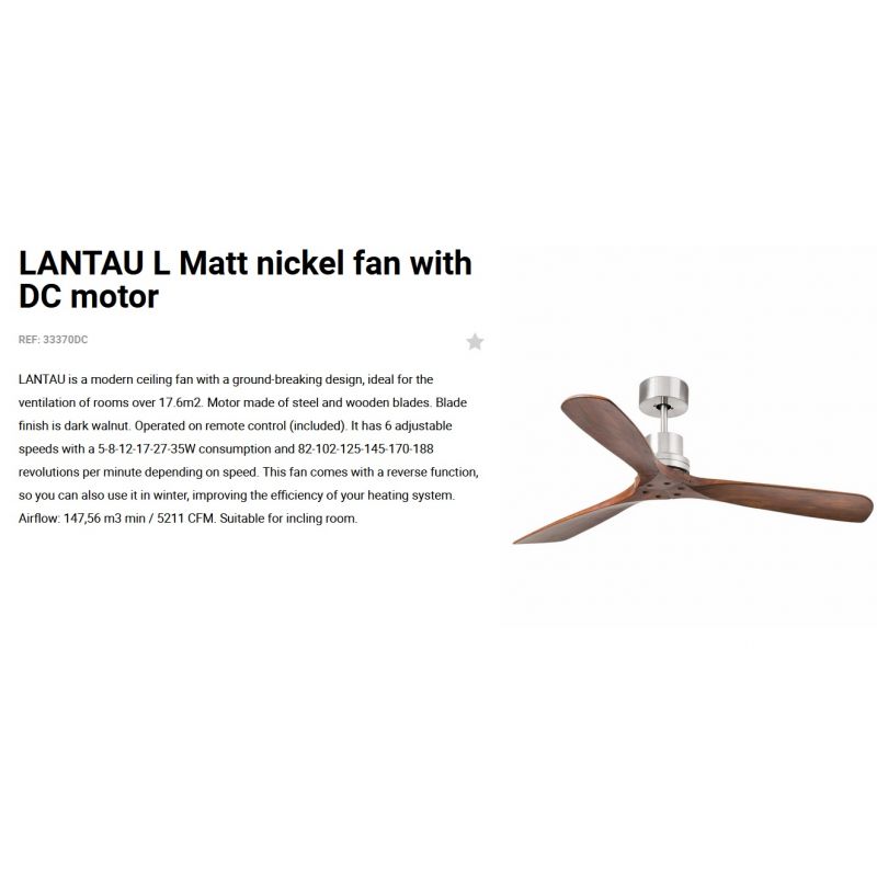 Ventilator de tavan cu telecomanda LANTAU L nickel/lemn maro
