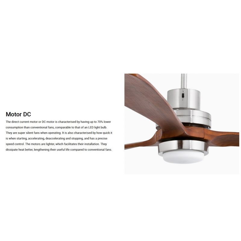 Ventilator de tavan cu telecomanda LANTAU XL nickel/lemn maro