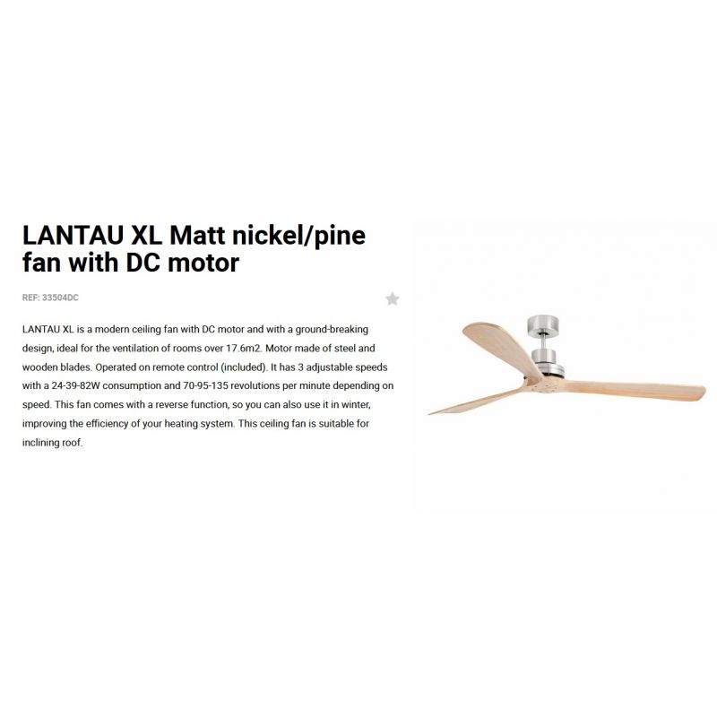 Ventilator de tavan cu telecomanda LANTAU XL nickel/lemn pin