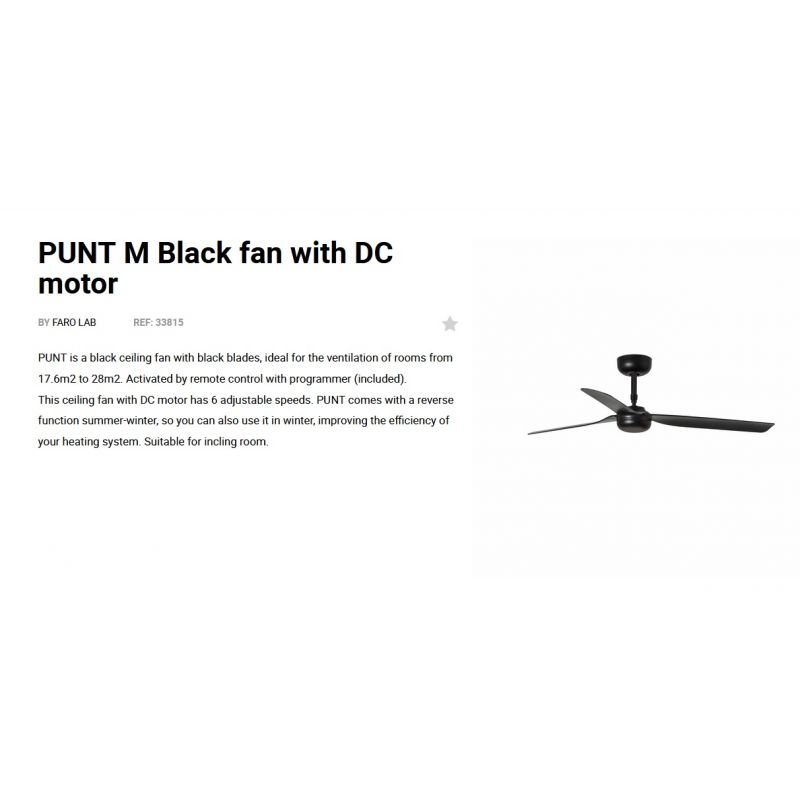 Ventilator de tavan cu telecomanda PUNT M negru