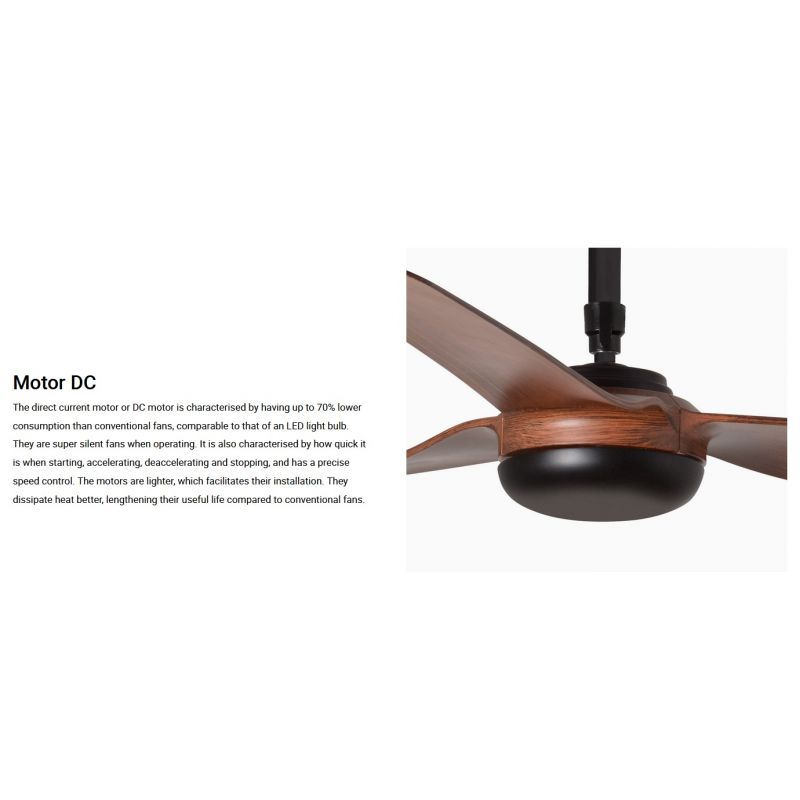 Ventilator de tavan cu telecomanda PUNT M negru/nuc