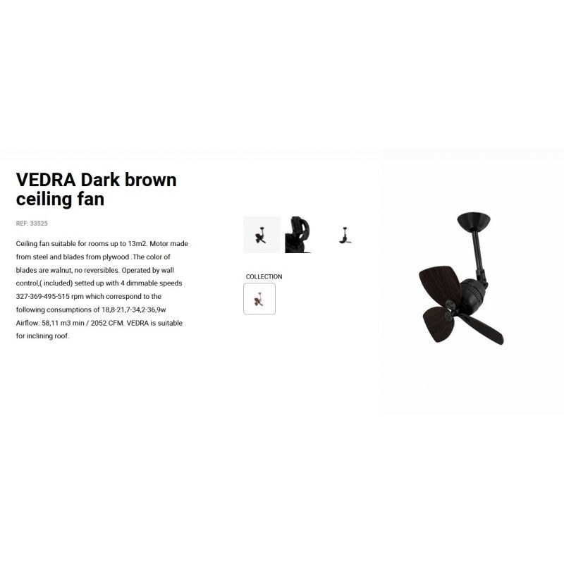 Ventilator de tavan design modern VEDRA negru/maro