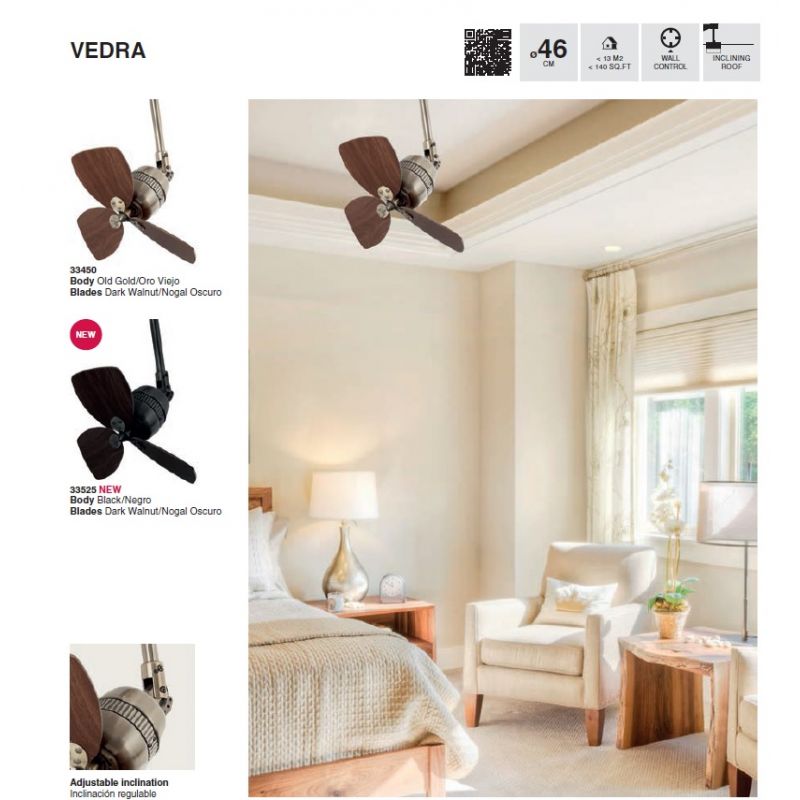 Ventilator de tavan design modern VEDRA negru/maro