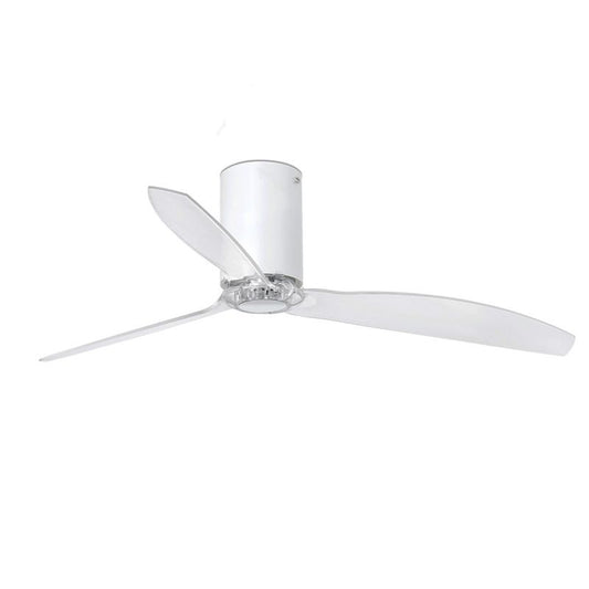 Ventilator de tavan modern cu telecomanda MINI TUBE FAN alb mat/transparent