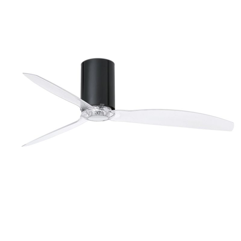 Ventilator de tavan modern cu telecomanda MINI TUBE FAN negru lucios/transparent