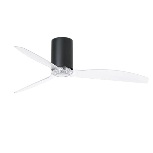 Ventilator de tavan modern cu telecomanda MINI TUBE FAN negru mat/transparent