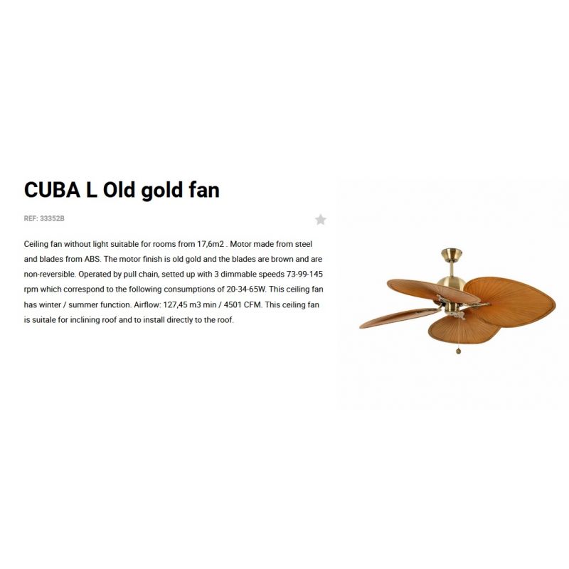 Ventilator de tavan stil vintage CUBA L Old gold