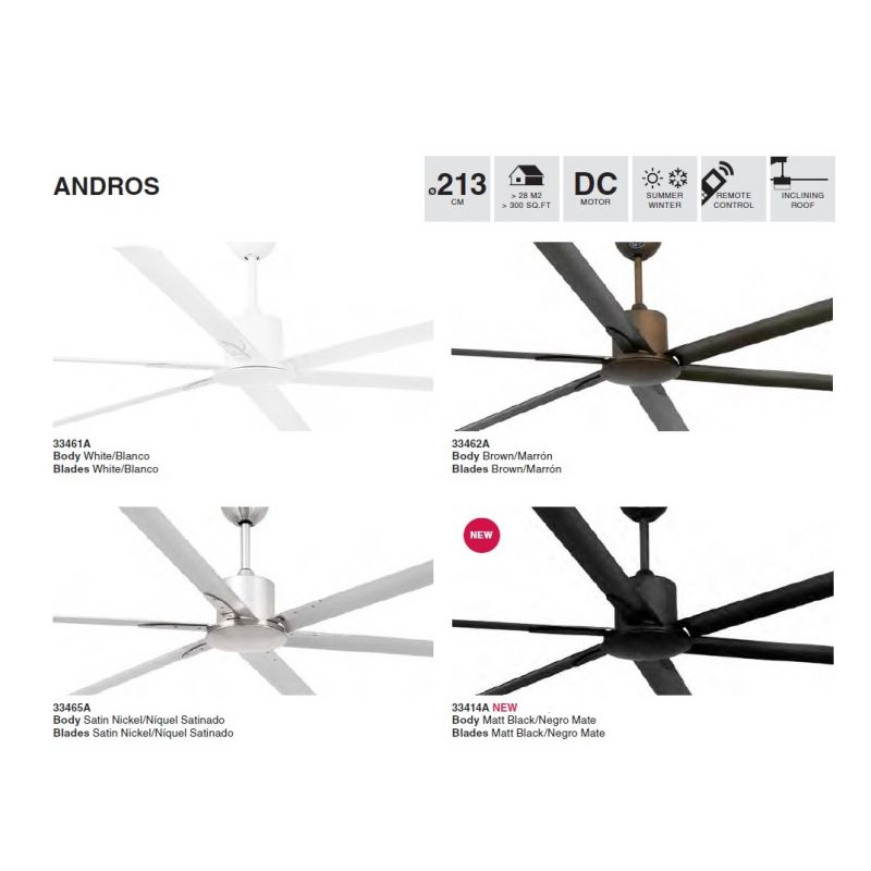Ventilator XL cu telecomanda ANDROS alb